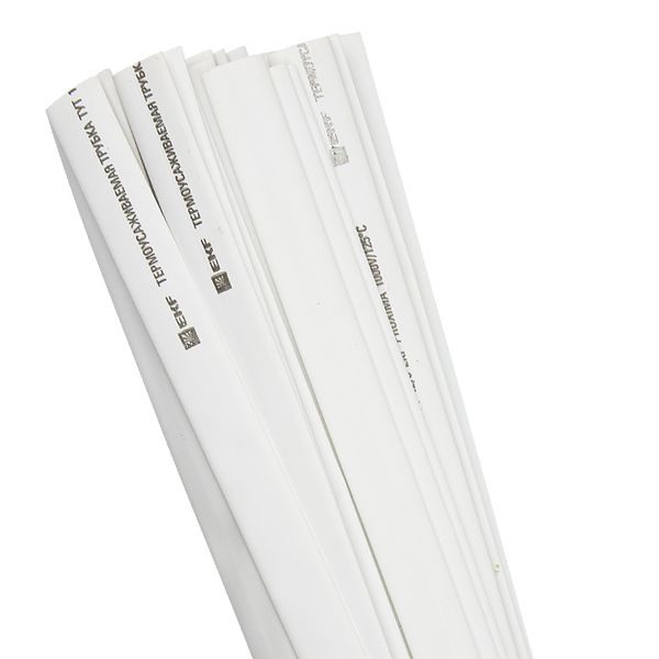 Термоусаживаемая трубка ТУТ нг 16/8 белая в отрезках по 1м EKF PROxima