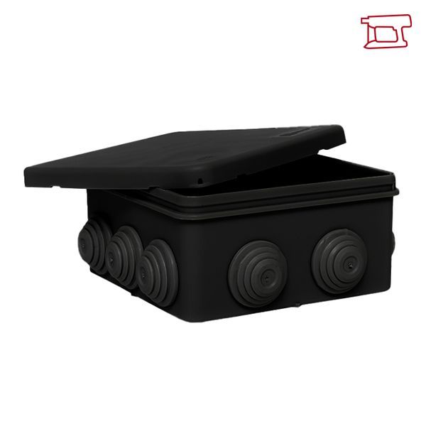 Коробка распределительная КМР-030-014 с крышкой (100x100x50) для прямого монтажа, 10 мембр. вводов чёрная IP55 розн. стикер EKF