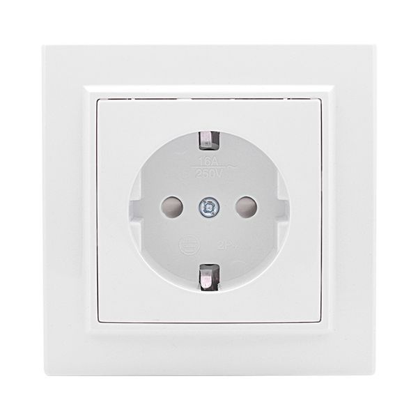 Минск Розетка 1-местная СП с заземлением 16А белая с защ. штор. EKF Basic