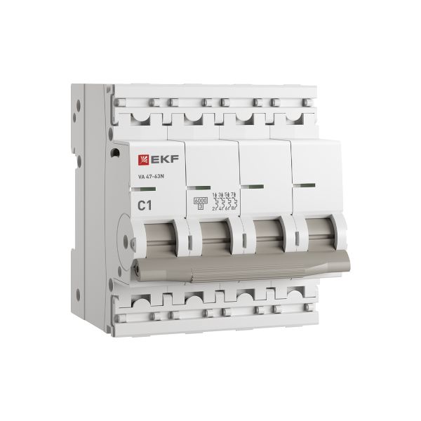 Автоматический выключатель 4P 1А (C) 6кА ВА 47-63N PROxima EKF