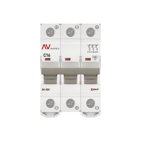 Выключатель автоматический AV-6 DC 3P 16A (C) 6kA EKF AVERES