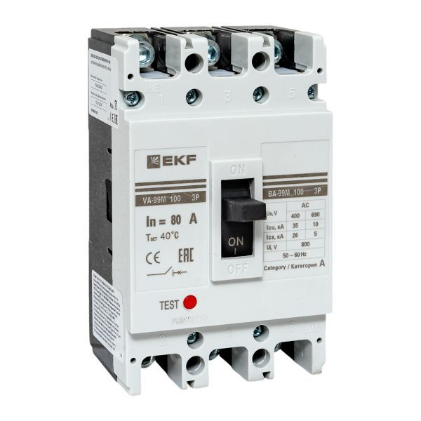 Выключатель автоматический ВА-99М 100/80А 3P 35кА EKF