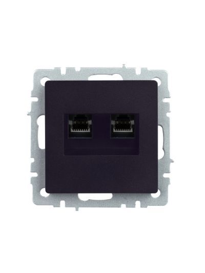 BRITE Розетка компьютерная двойная RJ45 кат.5E РК10-2-БрЧ черный IEK