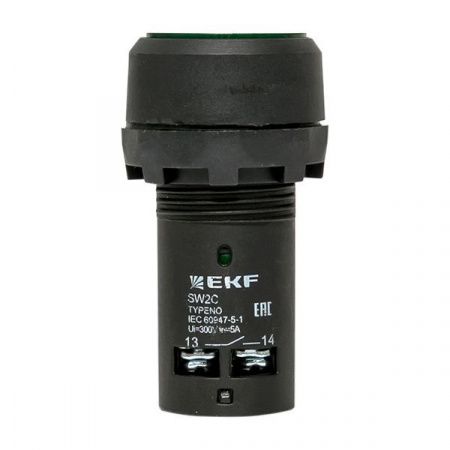 Кнопка SW2C-10D с подсветкой зеленая NO 24В EKF PROxima