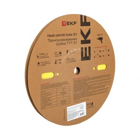 Термоусаживаемая трубка ТУТ нг 8/4 жел-зел рулон EKF PROxima
