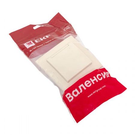 Валенсия розетка 1-местная с/з 16А кремовая с крышкой и защ. штор. EKF