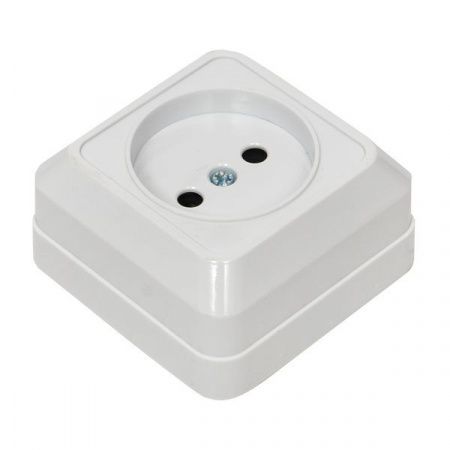 Рим Розетка 1-местная 10А без заземления белая EKF