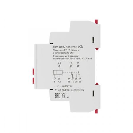 Реле времени (2 регулир. порога времени 2 исп. конт.) RT-2C EKF PROxima