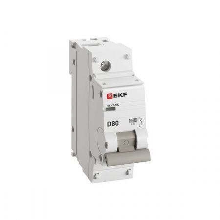 Автоматический выключатель 1P 80А (D) 10kA ВА 47-100 EKF PROxima