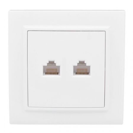 Розетка RJ-45 2-местная СП Минск белая EKF