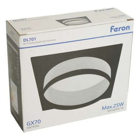 Светильник встраиваемый Feron DL701 потолочный GX70 черный квадрат 51096