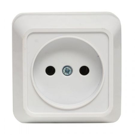 Рим Розетка 1-местная 10А без заземления белая EKF