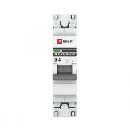 Автоматический выключатель ВА 47-63 1P 4А (D) 4,5kA EKF PROXIMA