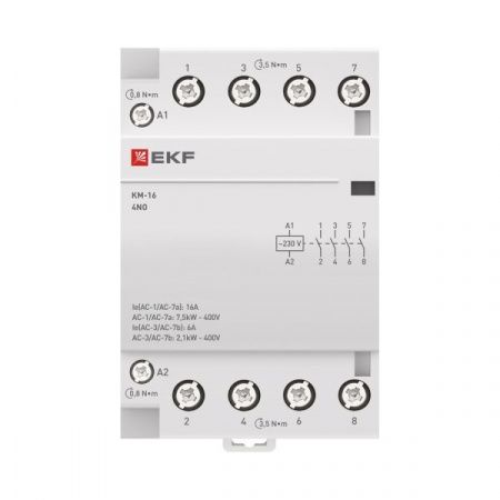 Контактор модульный КМ 16А 4NO 230В АС (3 мод.) PROXIMA EKF