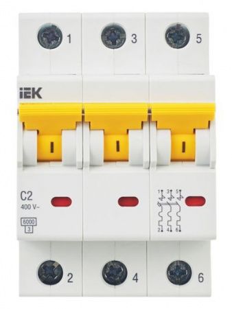 KARAT Автоматический выключатель ВА47-60M 3P C 2А 6кА IEK