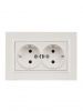 BRITE Розетка 2-местная с заземлением с защитными шторками 16А в сборе РСш12-3-БрЖ жемчуг IEK