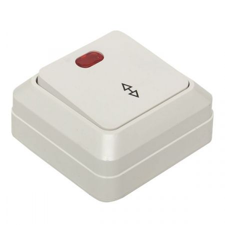Рим Выключатель проходной 1-клавишный с индикатором 10А белый EKF
