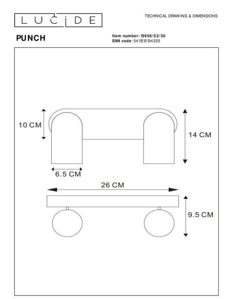 Спот Lucide Punch 13958/02/30