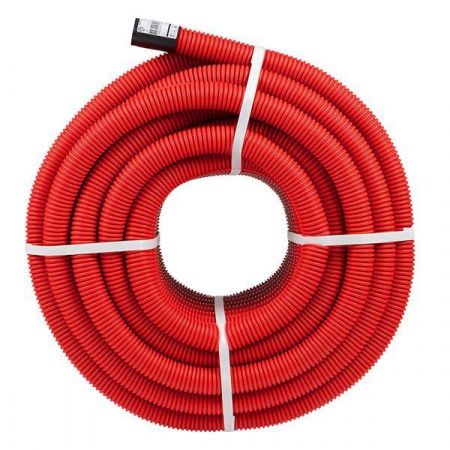 Труба гофр. двустенная ПНД/ПНД гибкая с протяжкой d40 мм (50 м) красная EKF-Plast