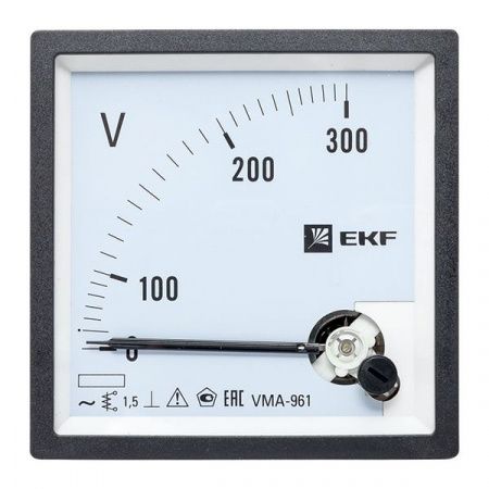 Вольтметр VMA-961 аналоговый на панель (96x96) квадратный вырез 300В прямое подкл. EKF PROxima