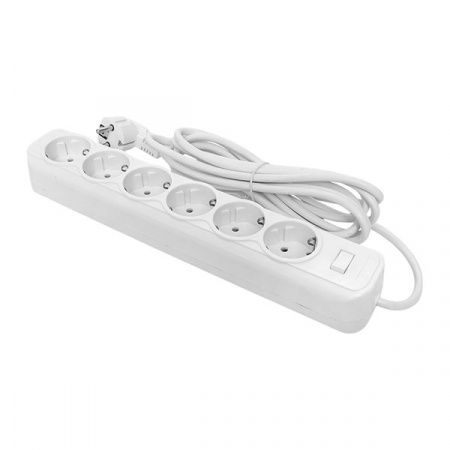 Сетевой фильтр 6*5м 16А/3,2кВт с выкл. c/з ПВС 3x1,0 Блокбастер XL EKF PROxima