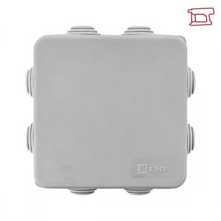 Коробка распределительная КМР-030-031 с крышкой (85x85x40) для прямого монтажа 8 мембр. вводов серая IP55 EKF