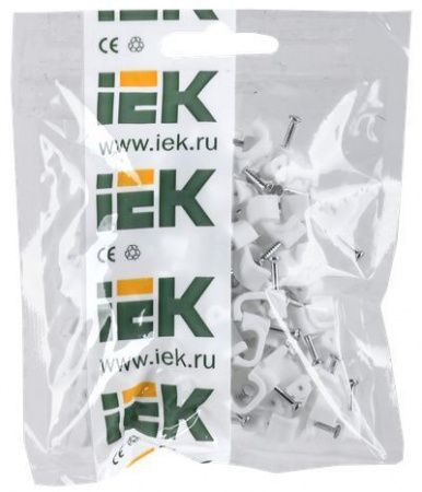 Скоба 8мм плоская пластиковая (100шт) IEK