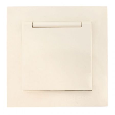 Валенсия розетка 1-местная с/з 16А кремовая с крышкой и защ. штор. EKF