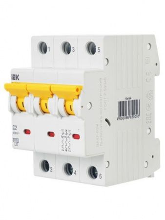 KARAT Автоматический выключатель ВА47-60M 3P C 2А 6кА IEK