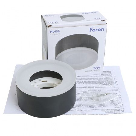 Светильник потолочный Feron HL456 12W, 230V, GX53, черный 51345