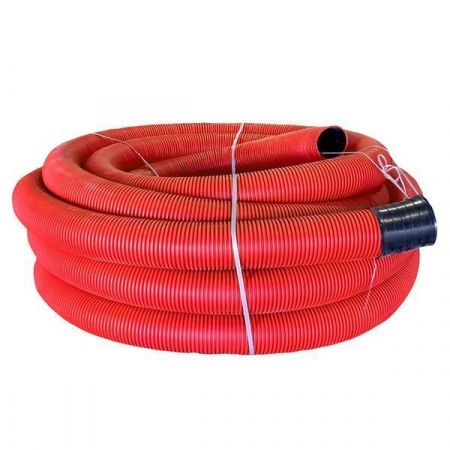 Труба гофр. двустенная ПНД/ПНД гибкая с протяжкой d200 мм (35 м) красная EKF-Plast