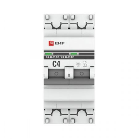 Автоматический выключатель 2P 4А (C) 6кА ВА 47-63 DC EKF PROxima