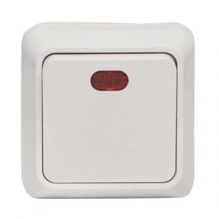 Рим Выключатель 1-клавишный с индикатором 10А белый EKF