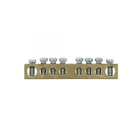 Шина PEN "ноль-земля" (8x12мм) 8 отверстий латунь крепеж по краям EKF PROxima