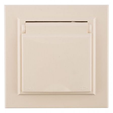 Минск Розетка 1-местная СП с/з с крышкой 16А бежевая с защ. штор. IP44 EKF