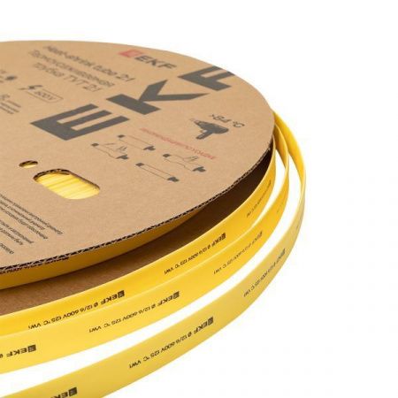 Термоусаживаемая трубка ТУТ нг 12/6 желтая рулон EKF PROxima