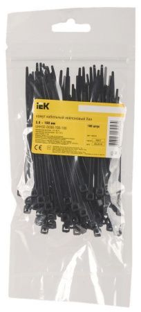 Хомут 3,6х100мм нейлон черный (100шт) IEK