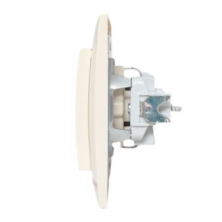 Валенсия розетка 1-местная с/з 16А кремовая с крышкой и защ. штор. EKF