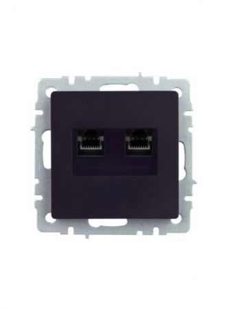 BRITE Розетка компьютерная двойная RJ45 кат.5E РК10-2-БрЧ черный IEK