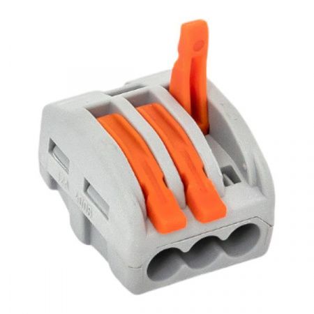 Клемма СМК 222-413 с рычагом 3 отверстия 0,08-2,5(4,0) мм2 EKF PROxima